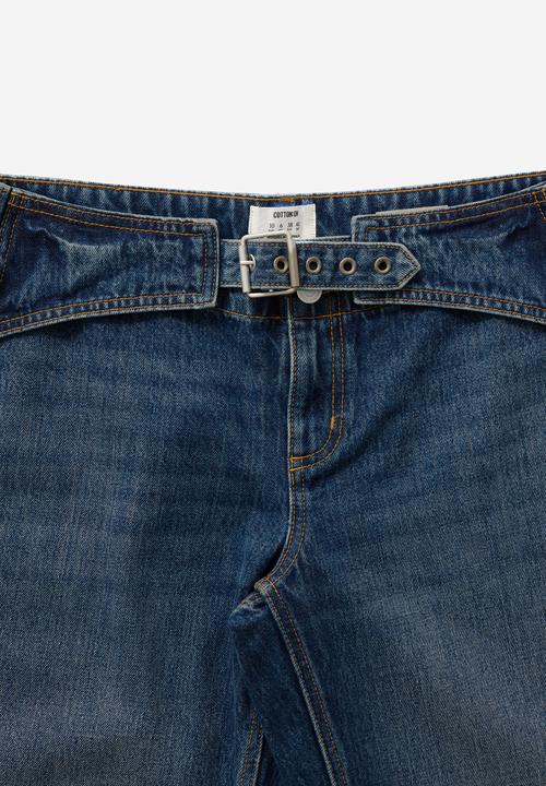 Cotton On - Belted low rise straight jean - scorpio blue 