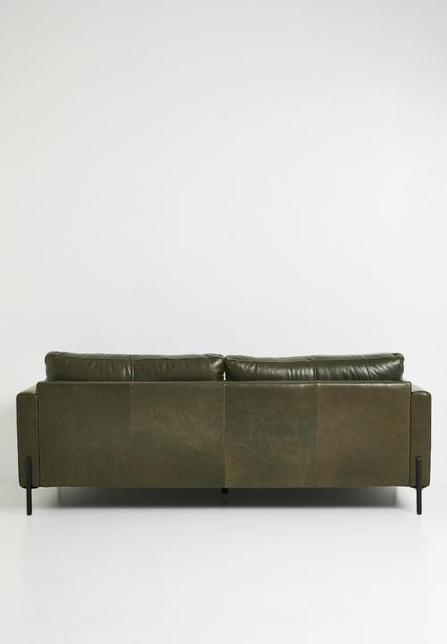 Sixth Floor - Hadley 3 Seater Genuine Leather Sofa - Pesto