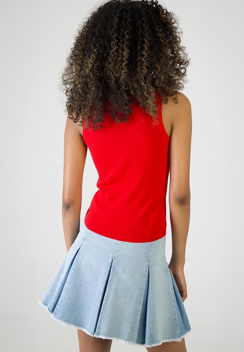 SISSY BOY - Heartbreak Hotel Sleeveless Knitwear Vest Top With Embroidered Hearts - Red