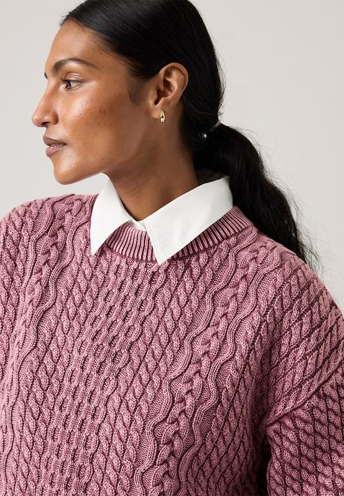 Levi’s® - Leilah cable crewneck - washed crushed berry crushed berry cotton