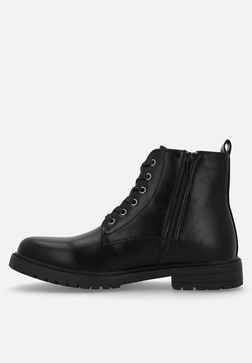 Gino Paoli - Pu Lace Up With Side Zip - Black