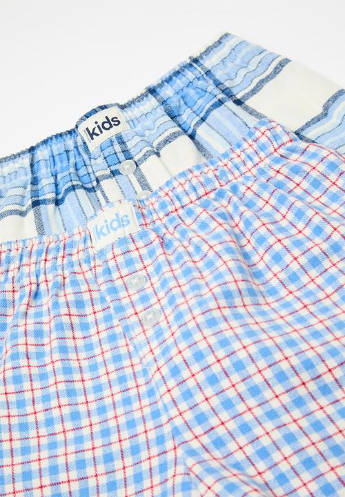 Cotton On - Sleepover Pyjama Short 2 Pack - Blue Bonnet Check/In The Navy Check