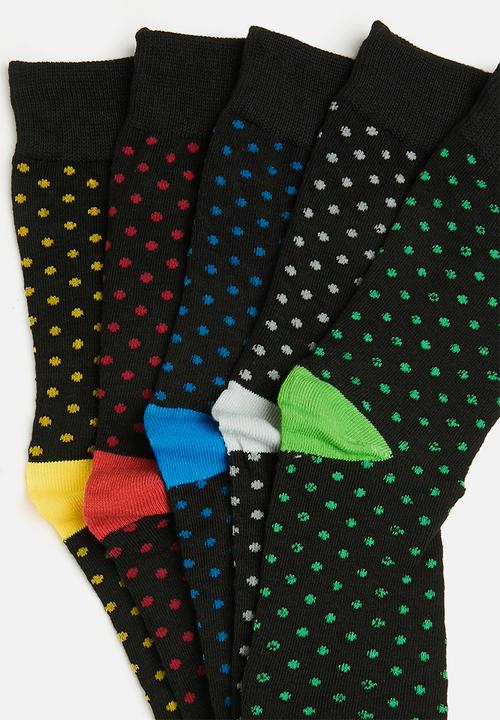 Brave Soul - 5Pk Socks - Blk/Winter Pink Blk/Pale Blue Blk/Charco