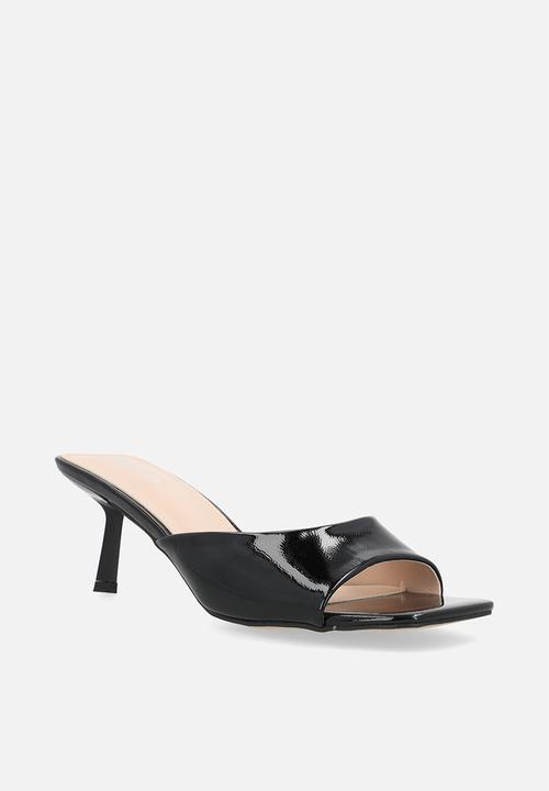 Raid London - Rochi open toe stiletto heel mule - black crinkle 