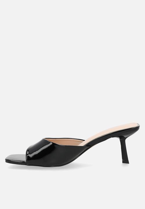 Raid London - Rochi open toe stiletto heel mule - black crinkle 