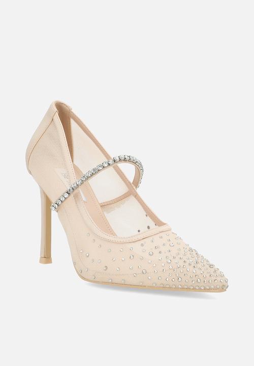 Be Mine - Vivian stiletto court heel - champagne mesh + satin