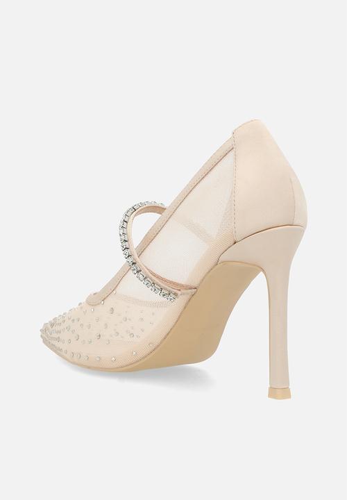 Be Mine - Vivian stiletto court heel - champagne mesh + satin