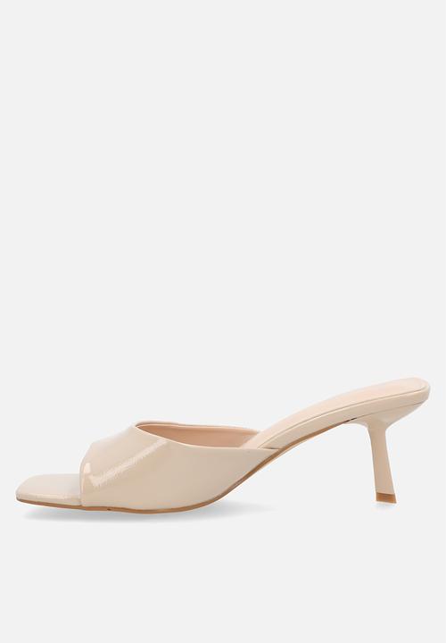 Raid London - Rochi open toe stiletto heel mule - neutral crinkle 