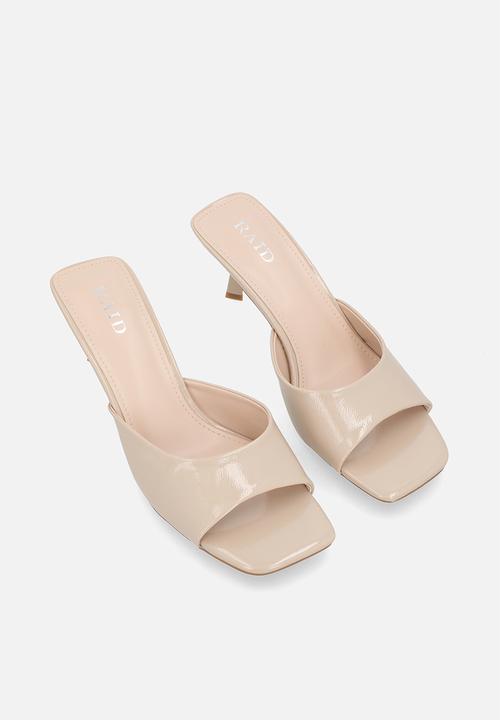 Raid London - Rochi open toe stiletto heel mule - neutral crinkle 