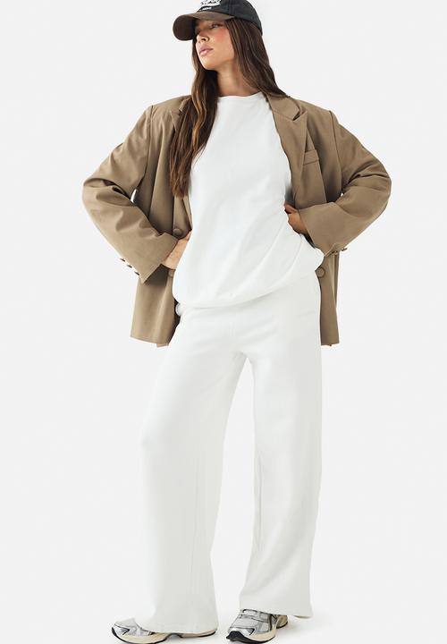 boohoo - Dsgn studio embroidered straight leg jogger - ecru