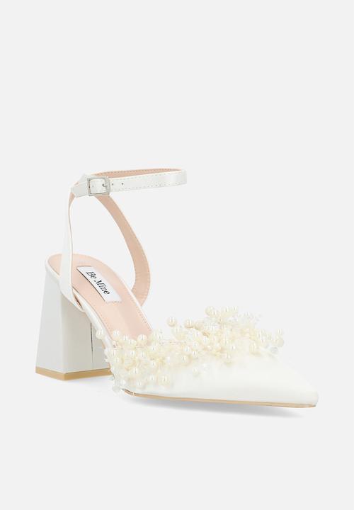 Be Mine - Tanika block ankle strap heel - ivory satin