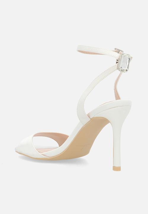 Be Mine - Eshana stiletto ankle strap heel - ivory satin