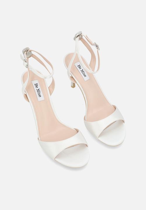 Be Mine - Eshana stiletto ankle strap heel - ivory satin