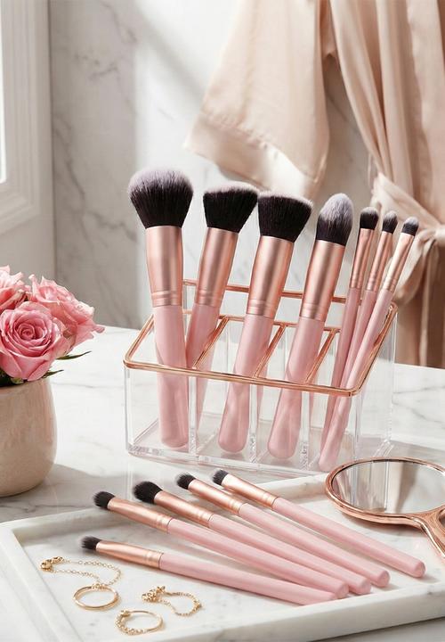 Glam Beauty - Make Up Brush 14 Piece Set - Pink