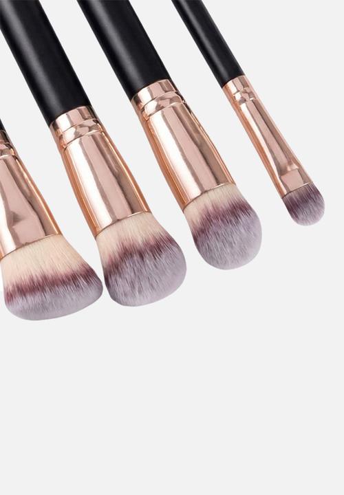 Glam Beauty - Double Sided Make Up Brush 5 Piece Set - Black & Rose Gold