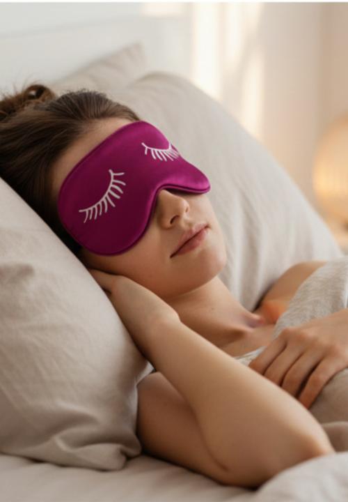 Glam Beauty - GLAM Beauty Satin Eye Mask - Eyelash Design - Hot Pink