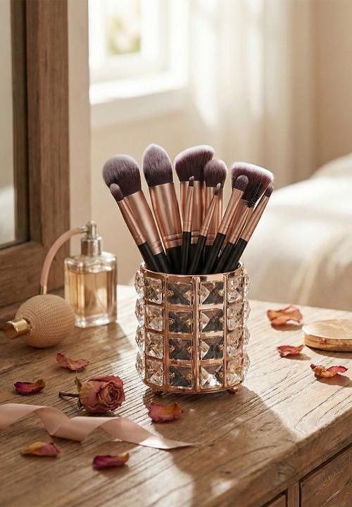 Glam Beauty - Make Up Brush 14 Piece Set - Black & Rose Gold