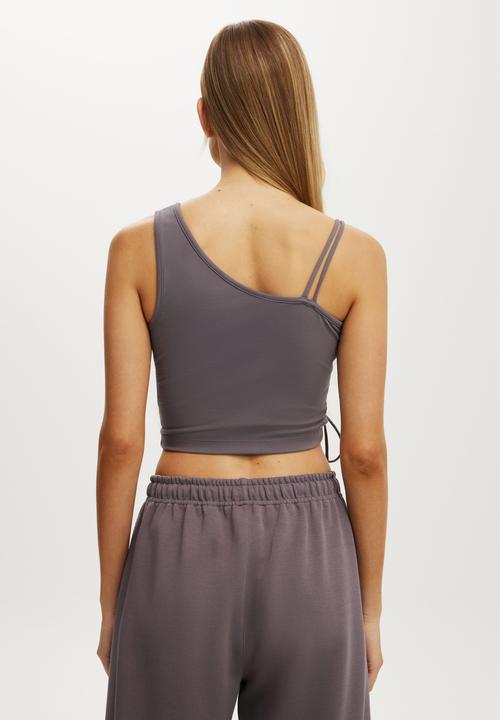 Cotton On - Ultra Soft Asymmetric Side Gather Tank - Violet Grey
