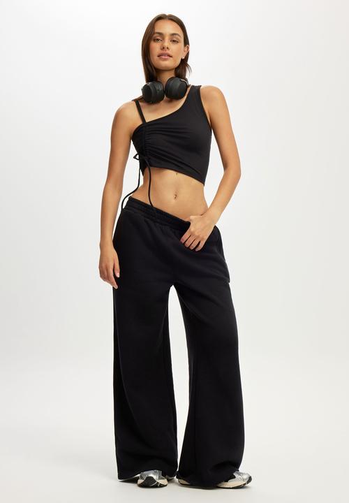 Cotton On - Ultra Soft Asymmetric Side Gather Tank - Black