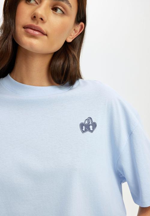Cotton On - Oversized lounge graphic tee - violet blue/ dreaming of you