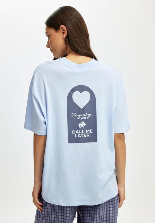 Cotton On - Oversized lounge graphic tee - violet blue/ dreaming of you
