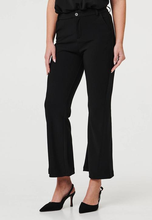 MANDI - High Waist Pull On Stretch Trouser With Side Seam Twist - Black