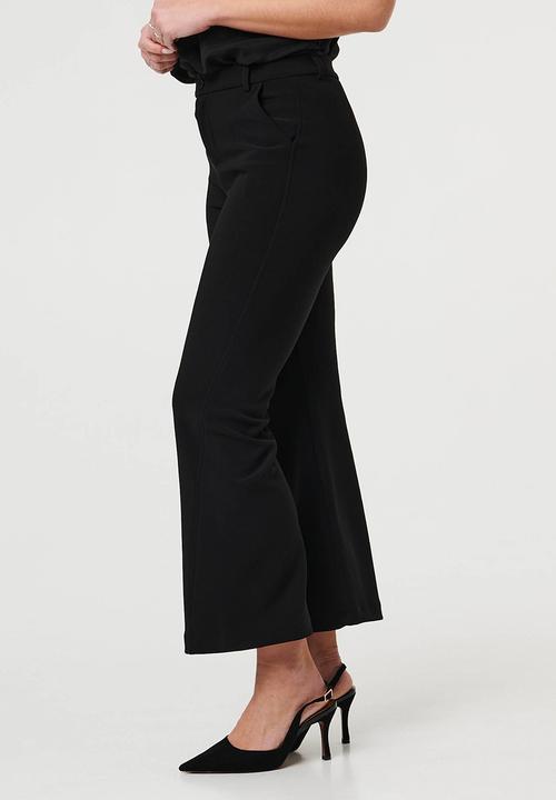 MANDI - High Waist Pull On Stretch Trouser With Side Seam Twist - Black