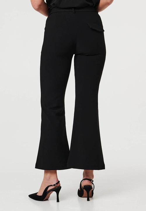 MANDI - High Waist Pull On Stretch Trouser With Side Seam Twist - Black