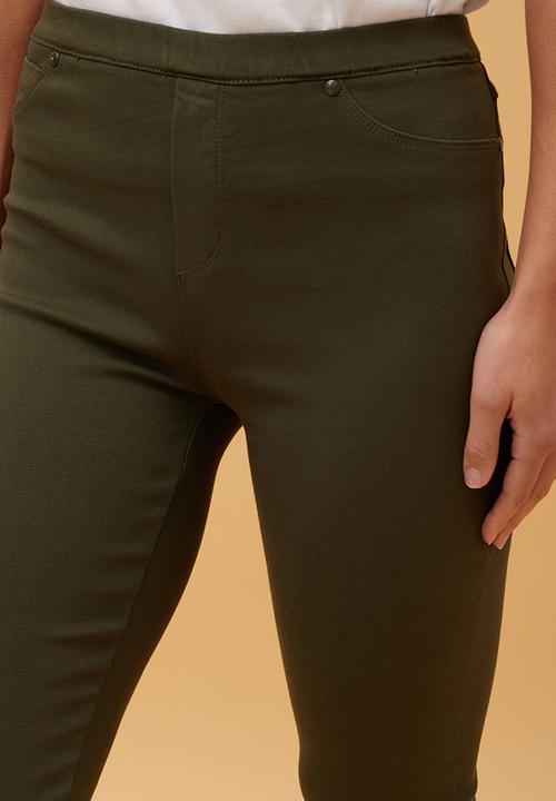Stella Morgan - Narrow Waistband Skinny Leg Pull On Legging - Khaki