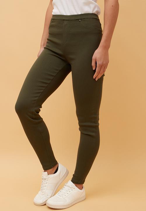 Stella Morgan - Narrow Waistband Skinny Leg Pull On Legging - Khaki