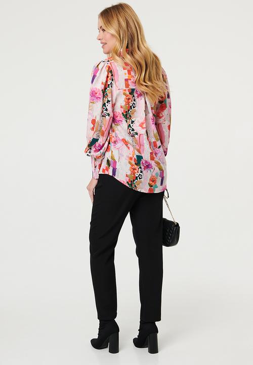 Stella Morgan - Long Sleeve Printed Blouse - Multi Pink