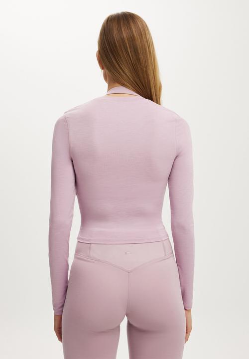 Cotton On - Active Ruched Front Long Sleeve - Dawn Pink