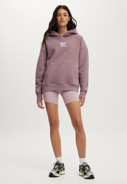 Cotton On - Plush Premium Graphic Hoodie - Pickled Beet Marle/With Love