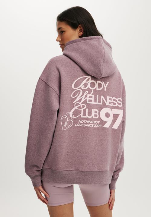 Cotton On - Plush Premium Graphic Hoodie - Pickled Beet Marle/With Love