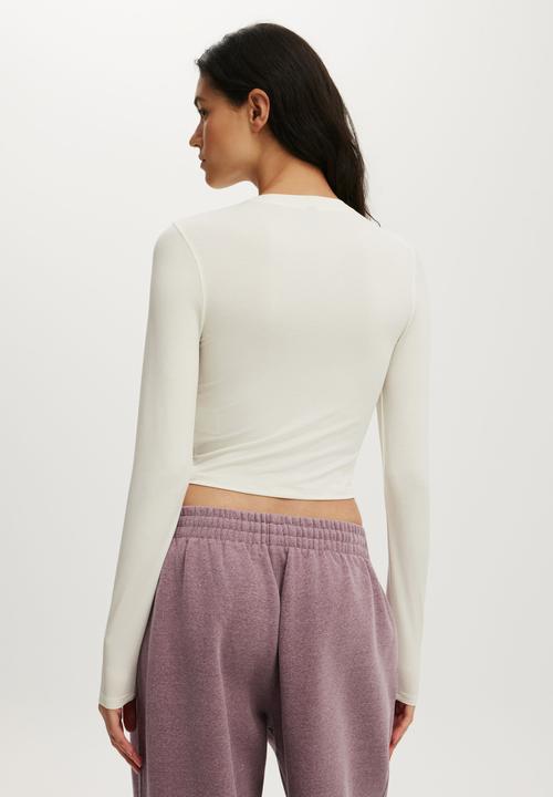 Cotton On - Active Ruched Front Long Sleeve - Coconut Milk