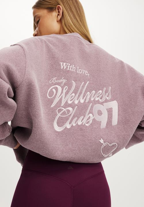 Cotton On - Plush Graphic Crew Sweatshirt - Pickled Beet Marle/With Love