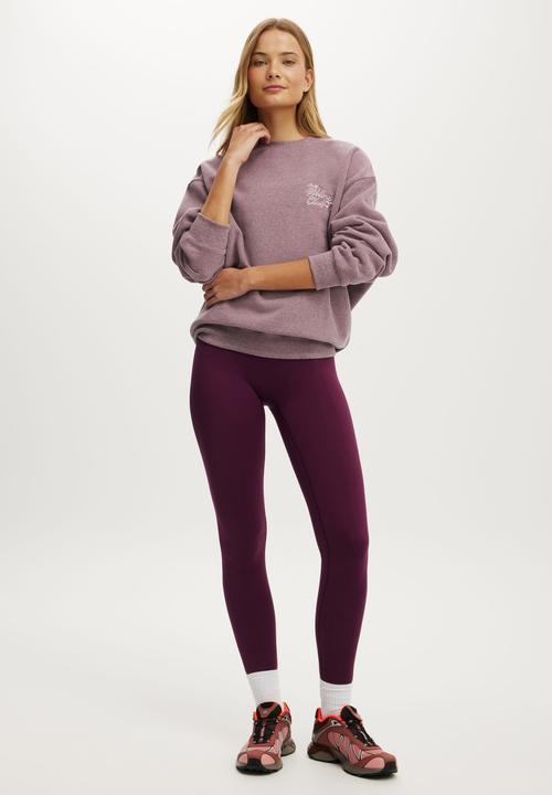 Cotton On - Plush Graphic Crew Sweatshirt - Pickled Beet Marle/With Love