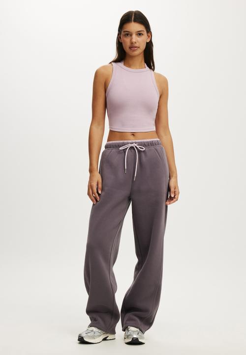 Cotton On - Active Rib Curved Hem Tank - Dawn Pink