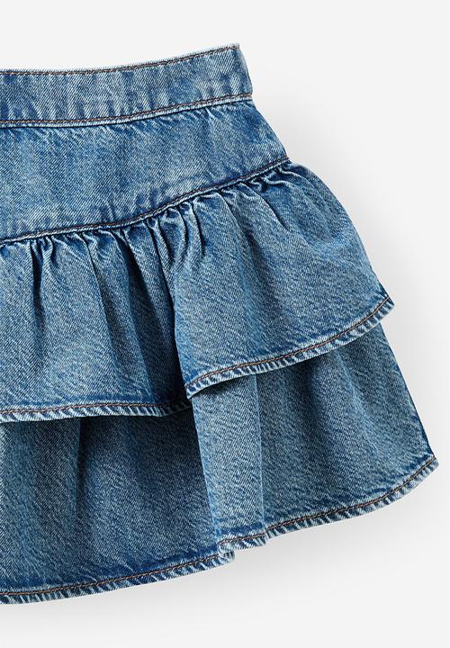 Cotton On - Frill Denim Skirt - Blue Haven Mid Blue