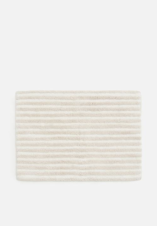 H&M - Tufted cotton bath mat -  light beige/striped 