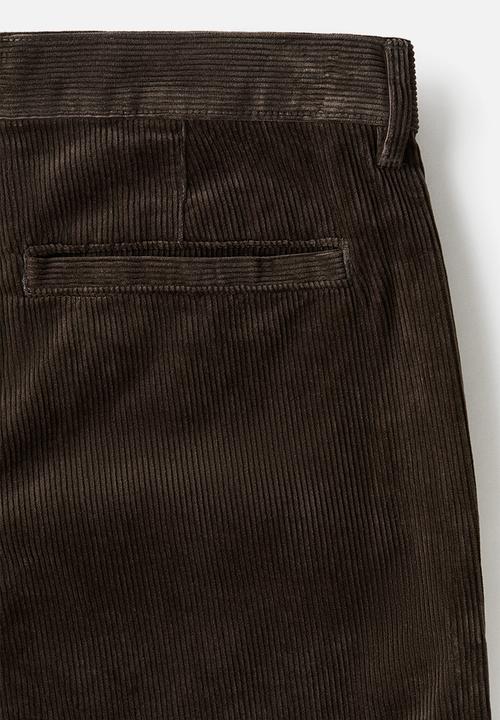 H&M - Relaxed fit corduroy trousers - dark khaki green