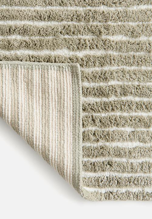 H&M - Tufted cotton bath mat -  light khaki green/striped