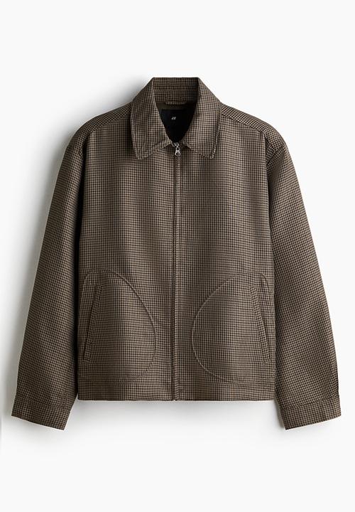 H&M - Patterned blouson jacket - dark beige/dogtooth pattern