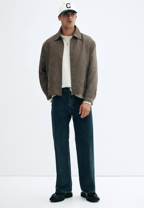 H&M - Patterned blouson jacket - dark beige/dogtooth pattern