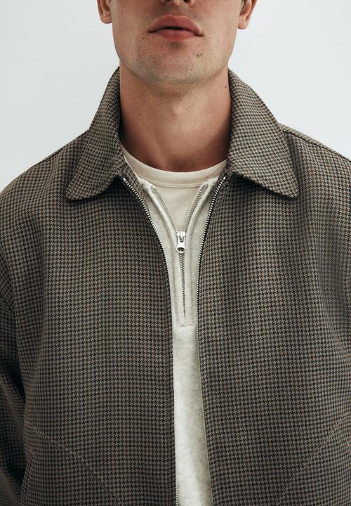 H&M - Patterned blouson jacket - dark beige/dogtooth pattern