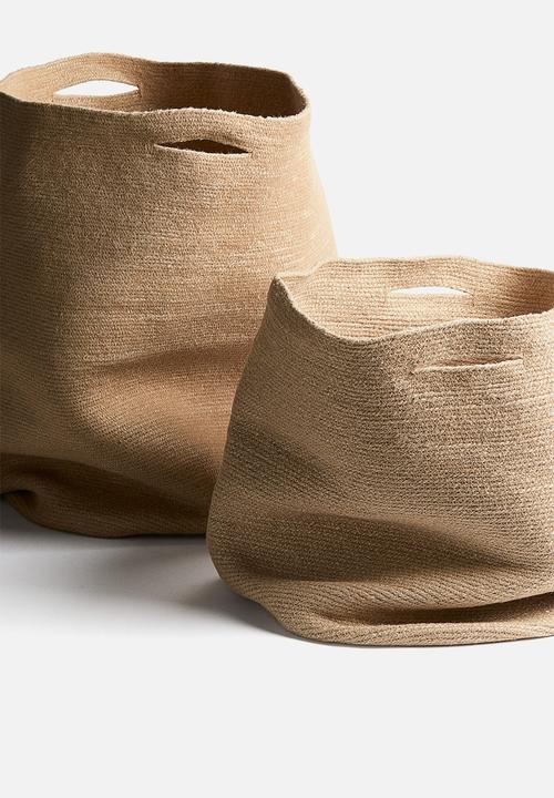 Large jute storage basket - beige