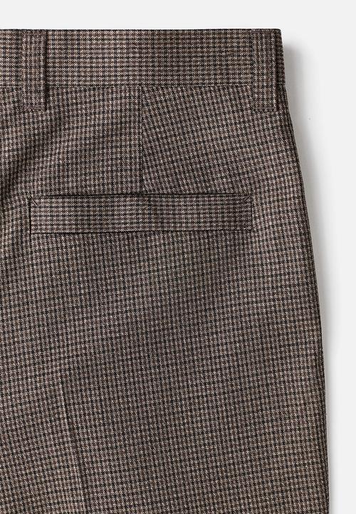 H&M - Relaxed fit tailored trousers - brown checked