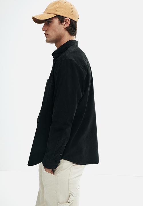 Regular fit corduroy shirt - black - 1289456003