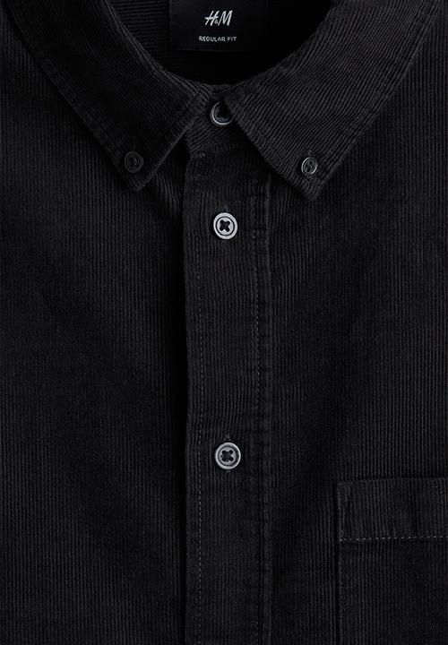 Regular fit corduroy shirt - black - 1289456003