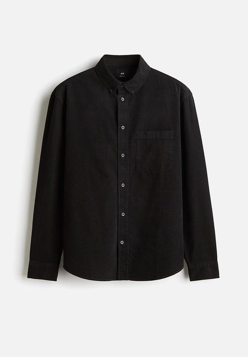 Regular fit corduroy shirt - black - 1289456003